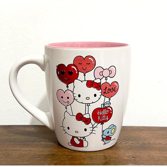 NWT: Hello Kitty -  White and Pink, Large, Ceramic, Love Balloon Mug - 25 fl oz - Picture 1 of 4